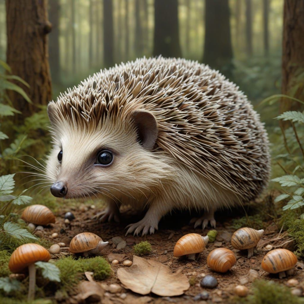 Hedgehog's Forest Discovery: A Surrealist Collage