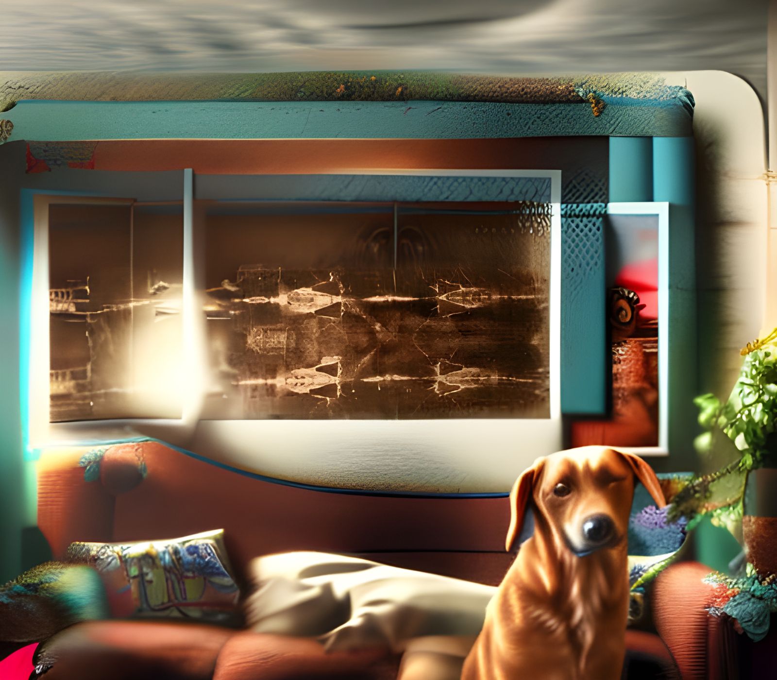 Dog Relaxing on Sofa: Digital Matte Painting