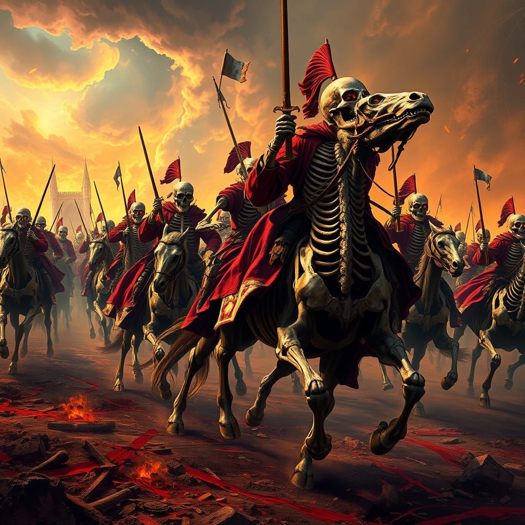 Skeleton Armies Clash on Blood-Soaked Waterloo Battlefield