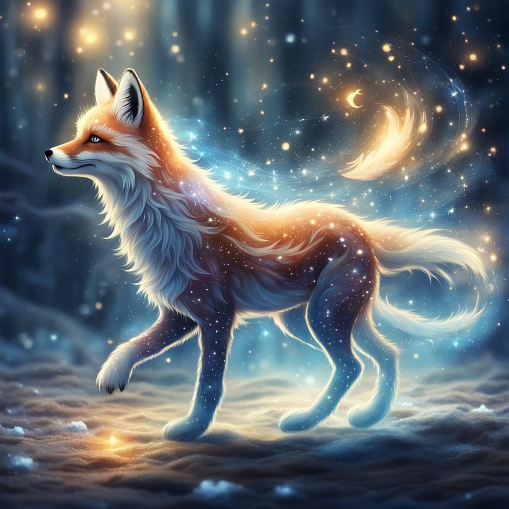 Sparkling Glass Fox Leaving Magic Wake
