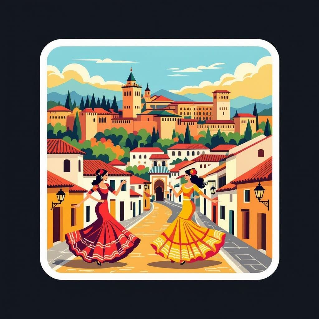 Vibrant Spain Travel Sticker Design