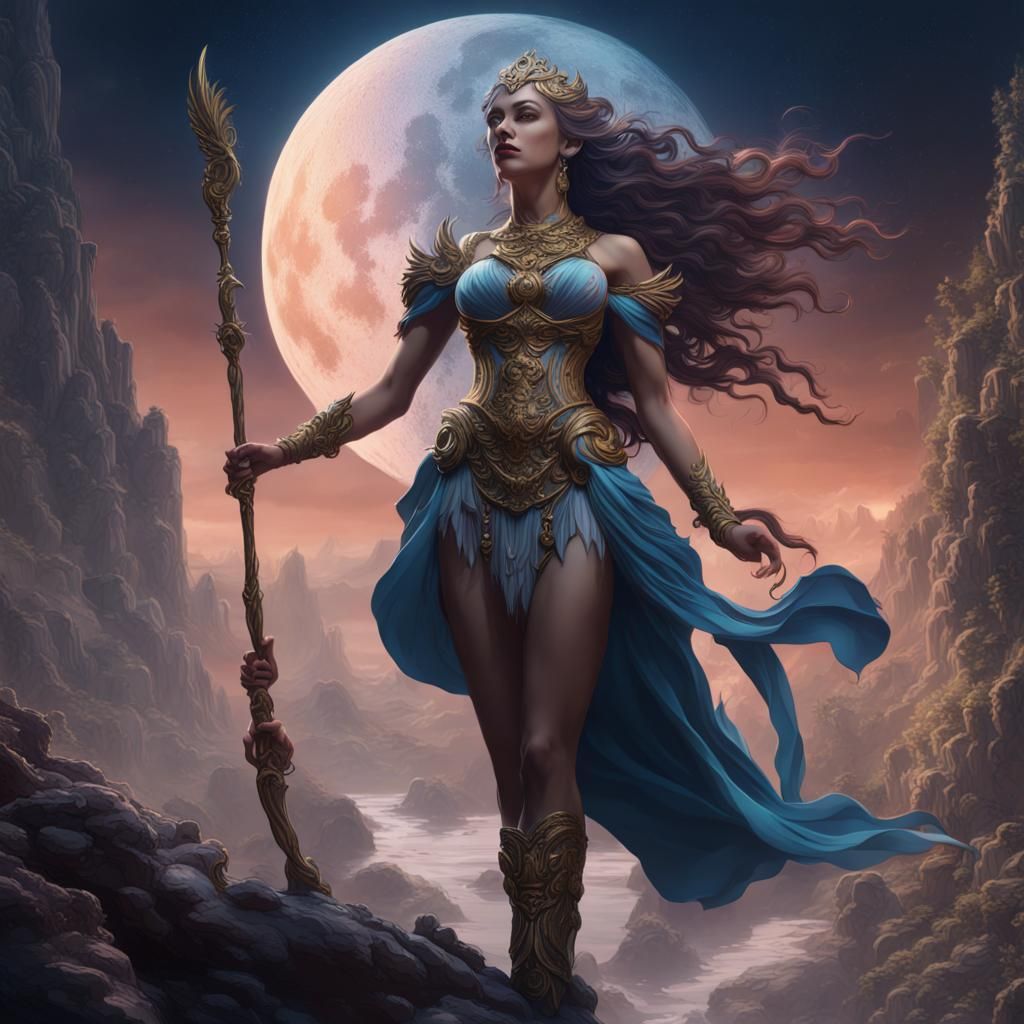 Moon Goddess Fantasy Concept Art in 8K