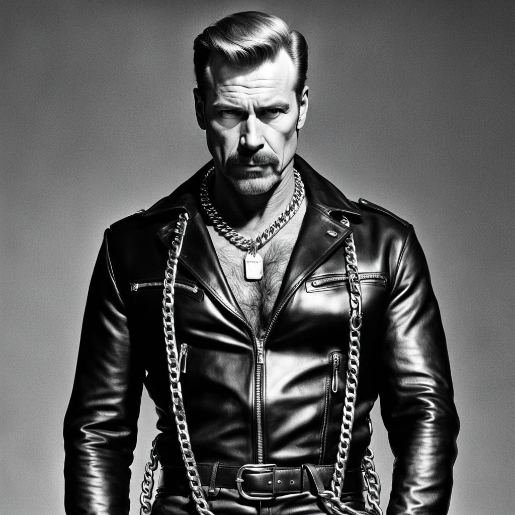 Leather-Clad Men in the Style of a Master Artist