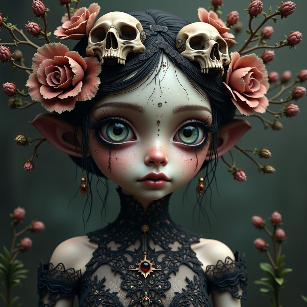 Whimsical Gothic Fairy in Digital Art