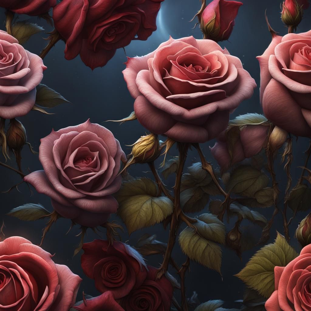 Fantastical Roses in Detailed Matte Painting