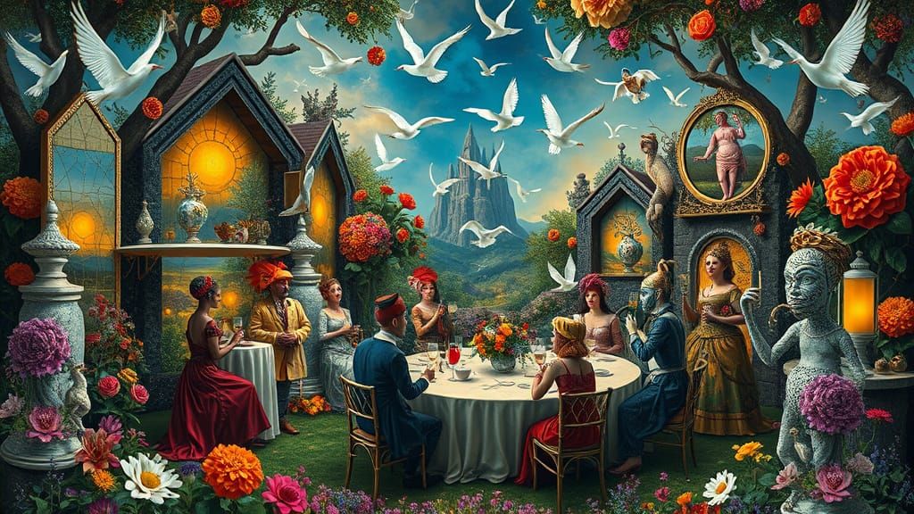 Surreal Garden Party in Fantasy Style