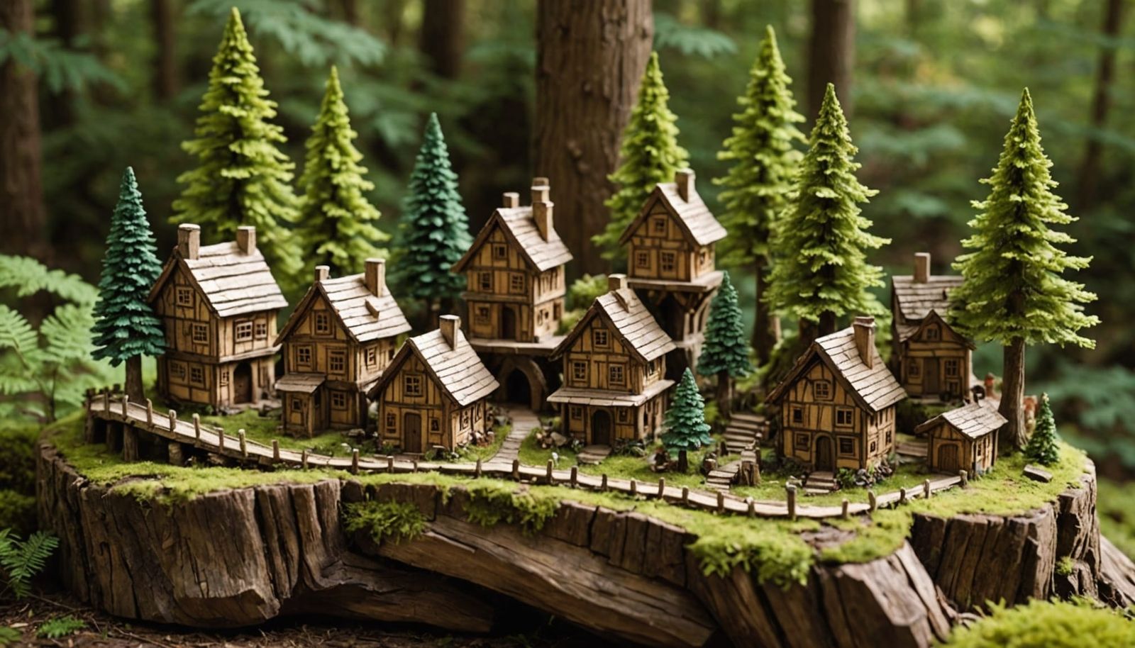 Cozy Miniature Wooden Forest Village