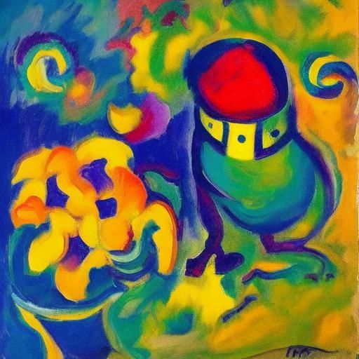 Vampire Tormenting Fluorescent Crown in Surrealist Twilight