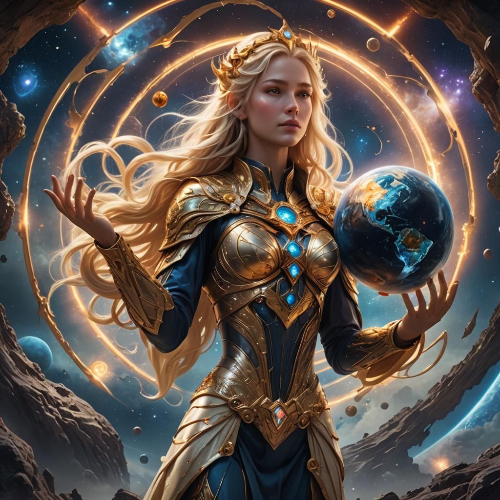 Goddess of the Universe: Detailed Digital Art