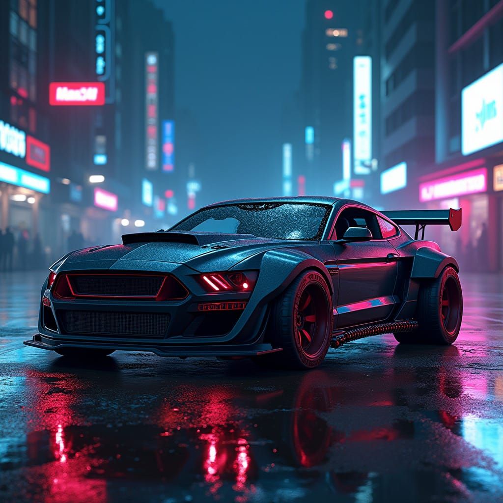 Cyberpunk Mustang GT with Heavy Armor and Missile Pods