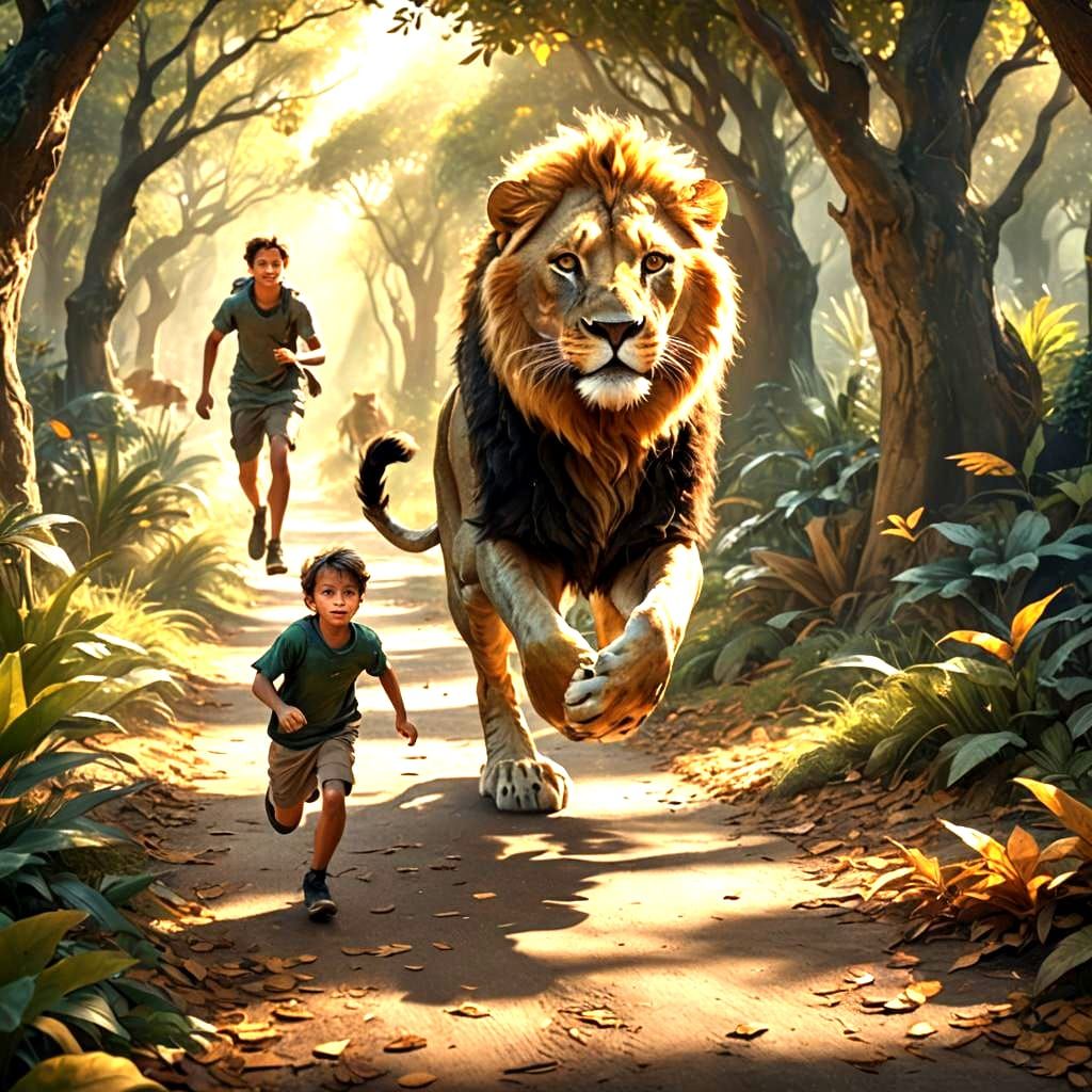 Lion Cub Running: Detailed Fantasy Concept Art