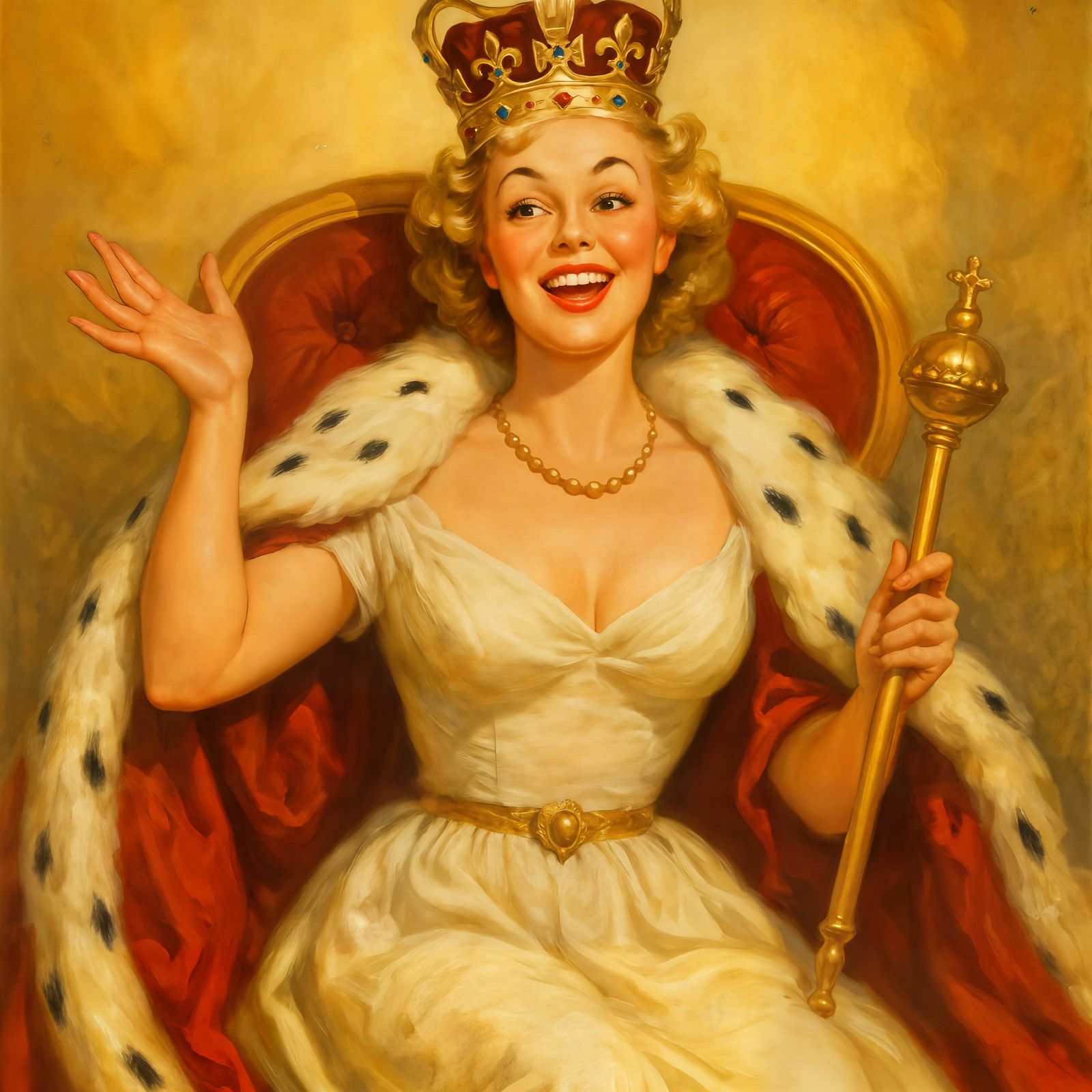 Happy Queen in Pin-Up Style