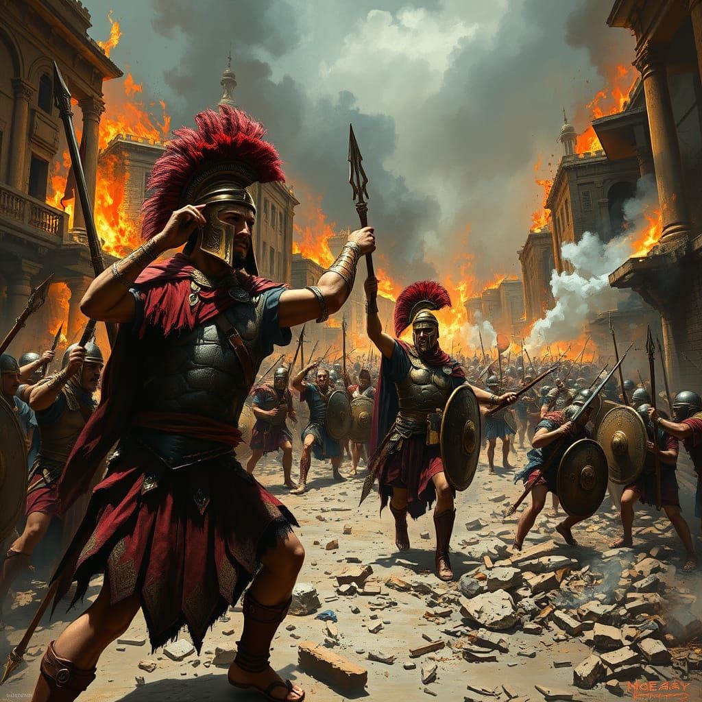 Epic Battle: Romans Clash with Barbarians