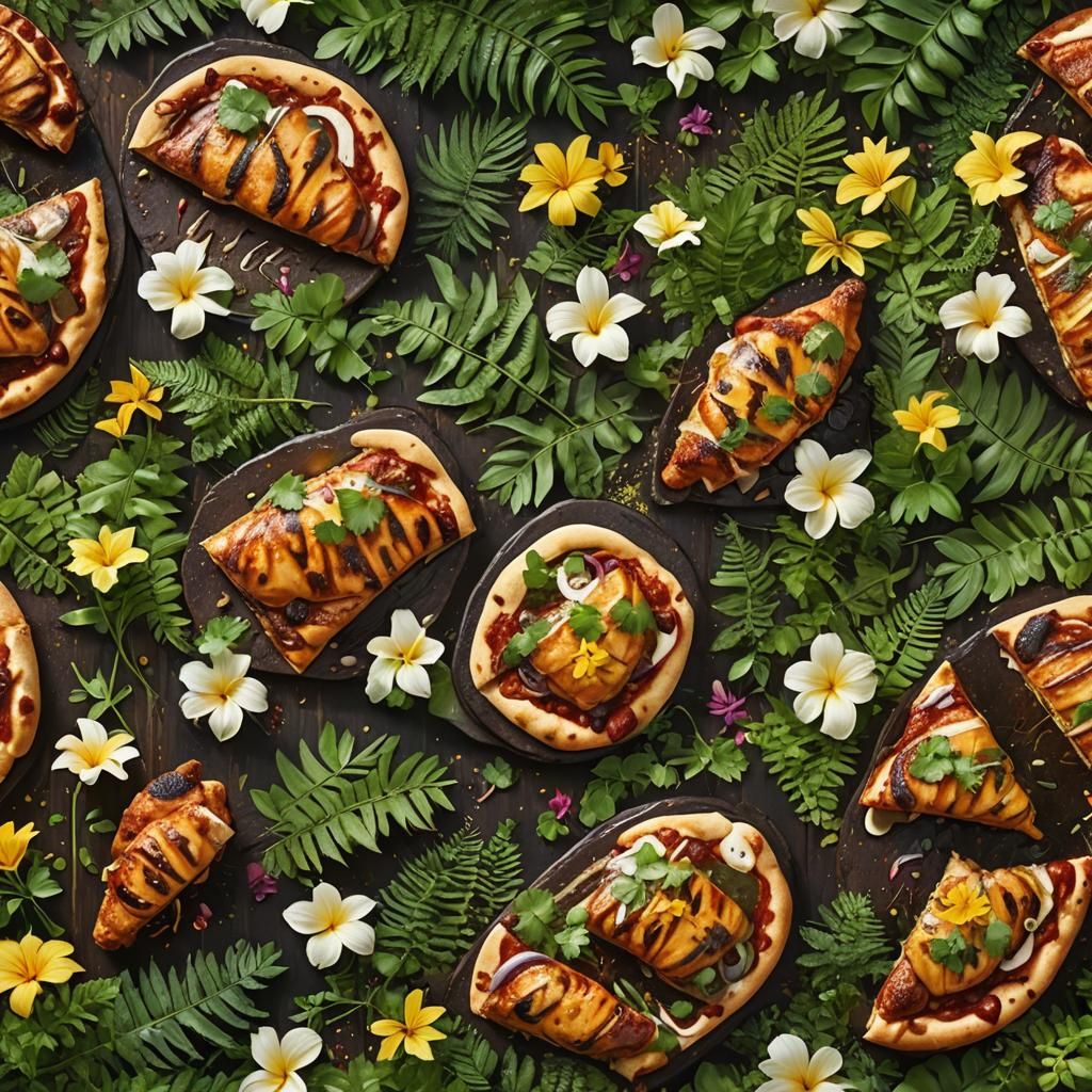 Hawaiian Pizza in Mystical Clearing: 8k Matte Painting