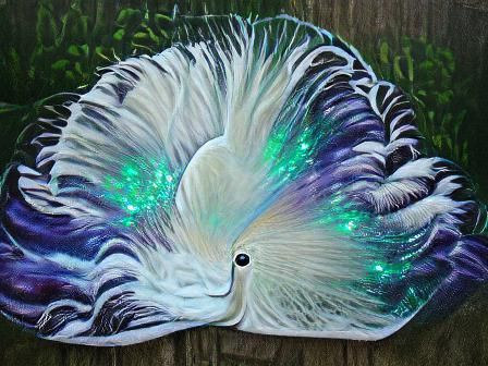 Iridescent White Peacock Acrylic Painting