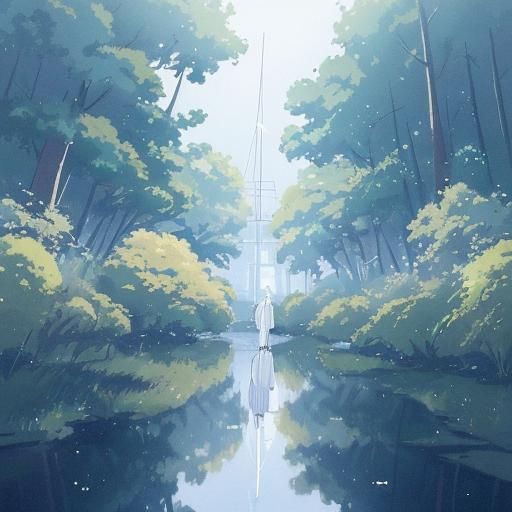 Anime Boy with Yellow Eyes in Ghibli Style