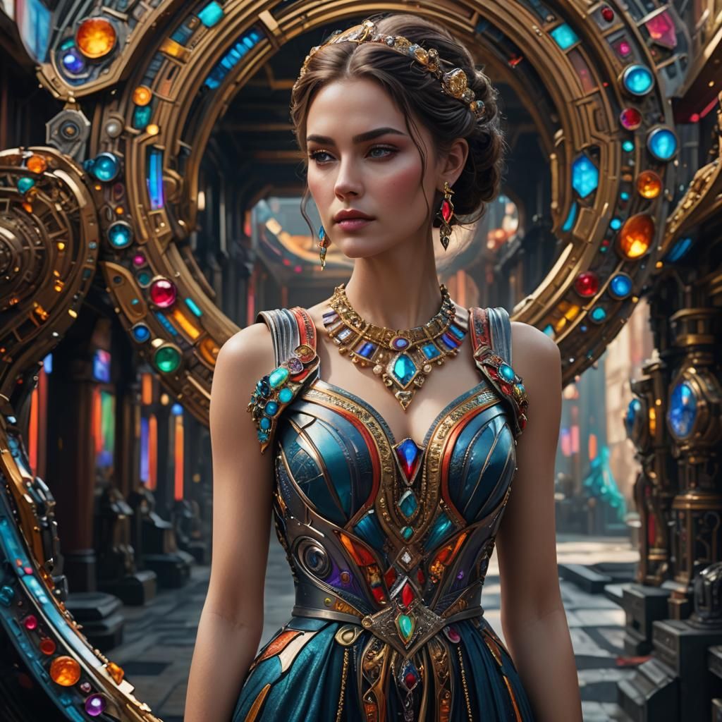 Futuristic Woman Portrait in Detailed Digital Matte Painting