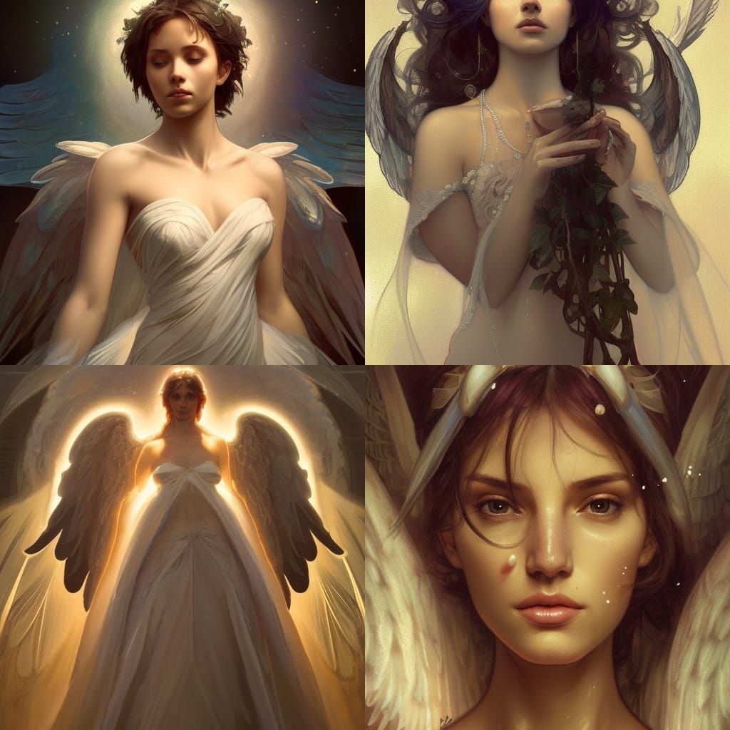 Angelic Wedding Portrait in Art Nouveau Style