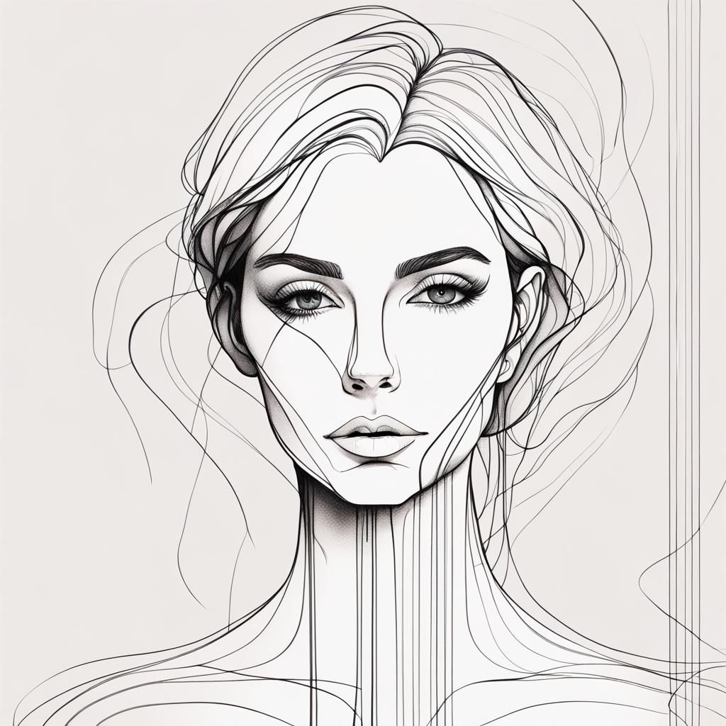 Minimalist Silhouette Portrait in Line Art Style