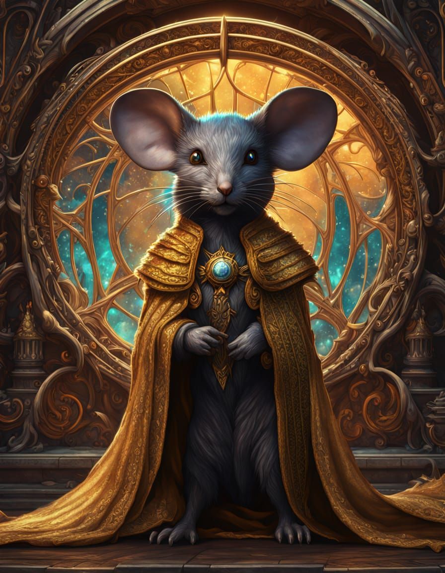 Magical Mice Family in Starry Night Fantasy Art