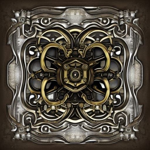 Steampunk Octopus in a Square Frame