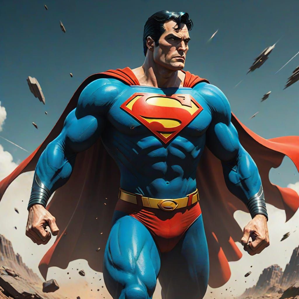 Superman in Classic Comic Book Style