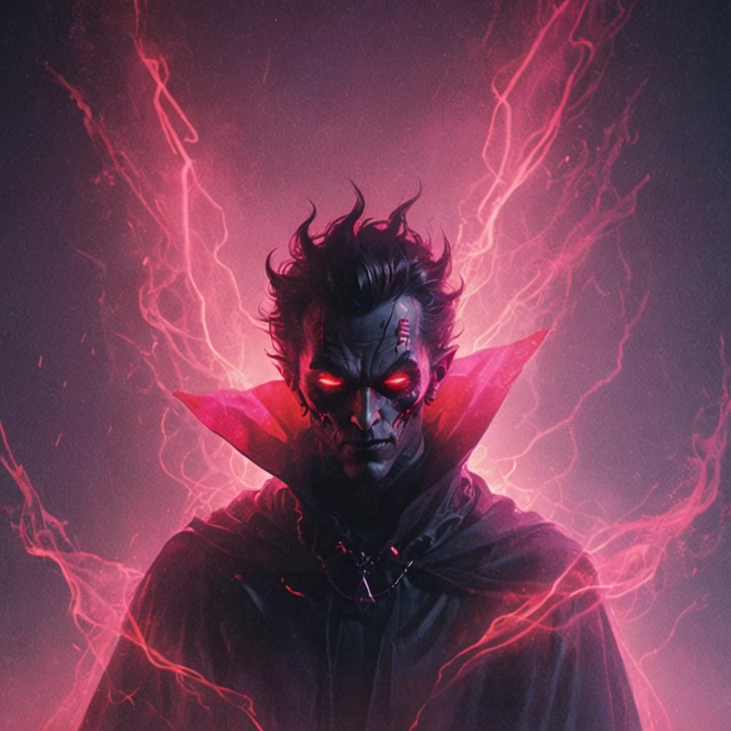 Neon Haze Vampire Silhouette in Synthwave Style