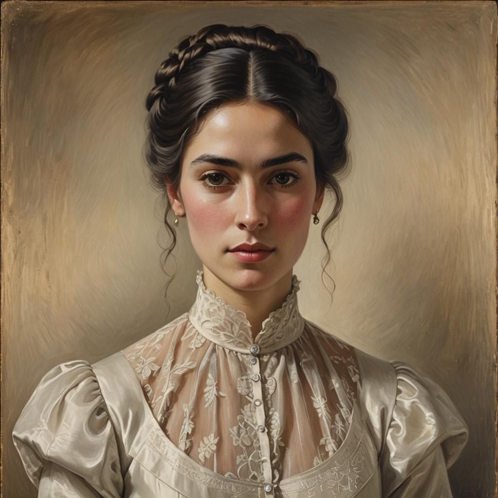 Historical Portrait of a Young Woman in Realism Style