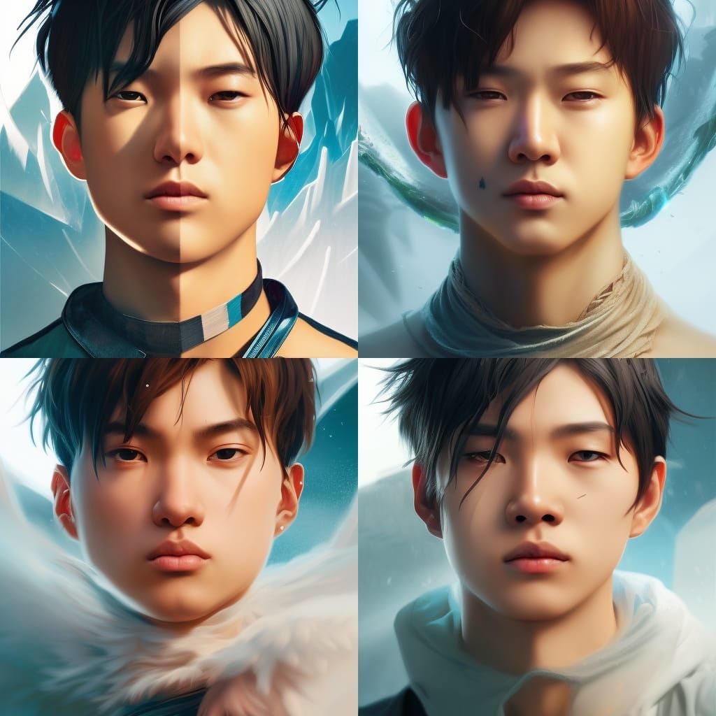 Attractive Asian Eboy Portrait in Digital Art Style