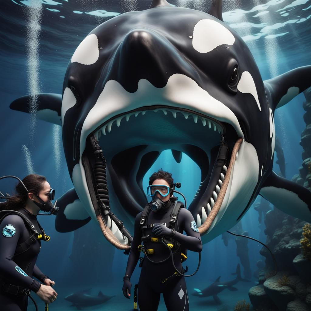 Underwater Encounter with Killer Whale: Detailed Matte Paint...