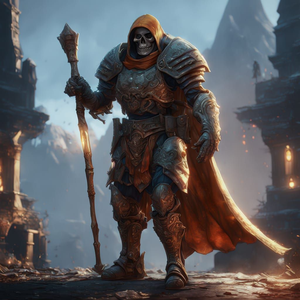 Armored Skeleton with Axe in Fantasy Concept Art