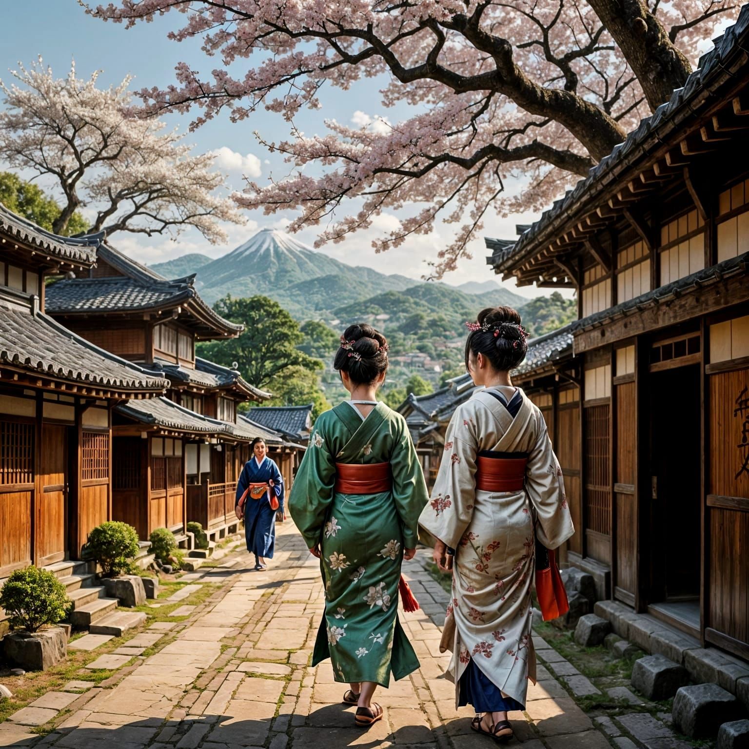 Edo-Era Geisha Strolls Through a 7th Century Japanese Villag...