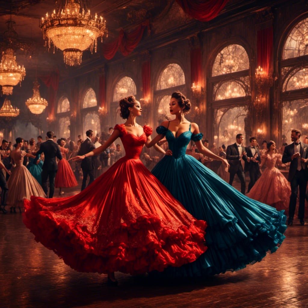 Retro Spanish Dance in 3D with Ballgowns