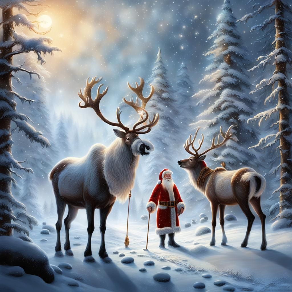 Whimsical Winter Wonderland with Father Christmas and Reinde...