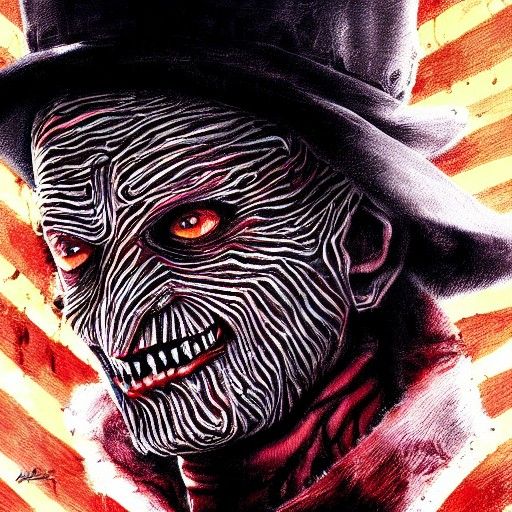 Hyperdetailed Horror Painting: Freddy Krueger in Burton Styl...