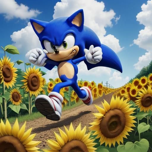 Sonic the Hedgehog Runs Through Sunflowers