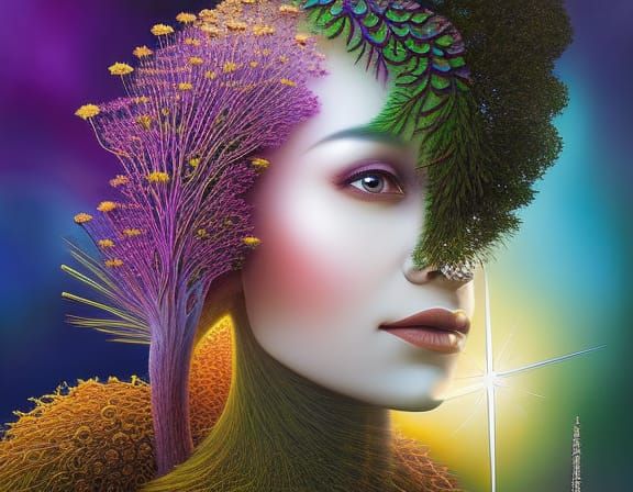 Surreal Brain Network with Fractal Tree Branches