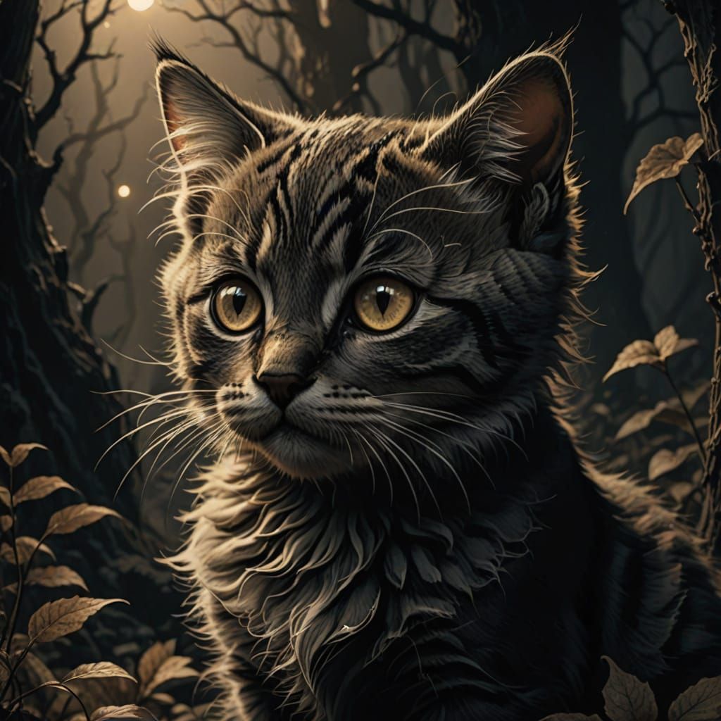 Mischievous Whimsy: A Delicate Gothic Kitten Portrait