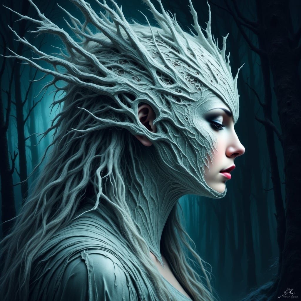 <lora:Gothic Beauty Flux:1.0> Da Vinci mixed with wisp creatures