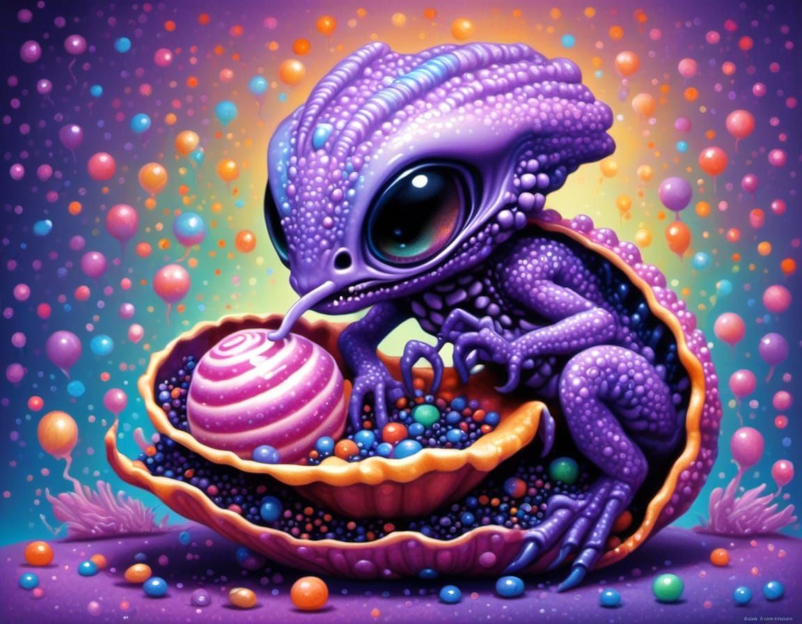 Adorable Xenomorph Hatching, Licking Lollipop