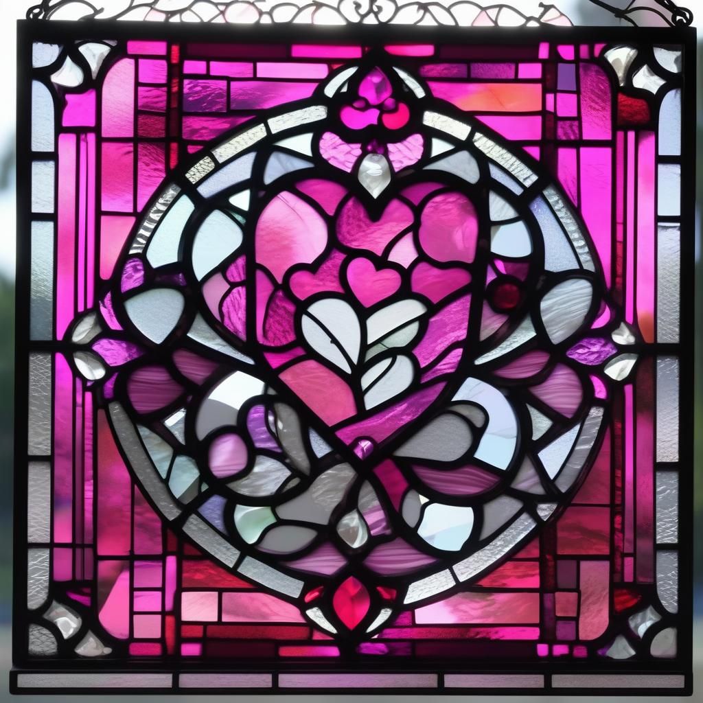 Stained Glass Heart in Art Nouveau Style