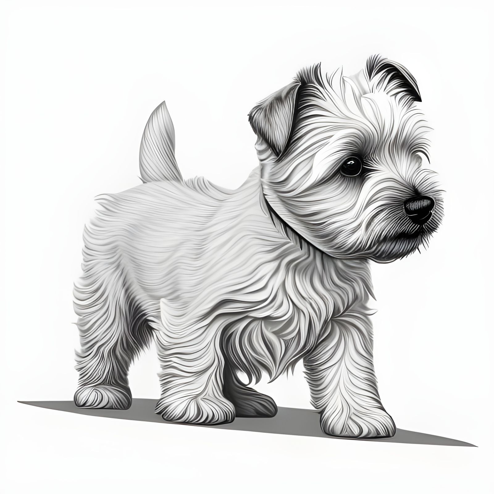West Highland Terrier Puppy in Charcoal Drawing