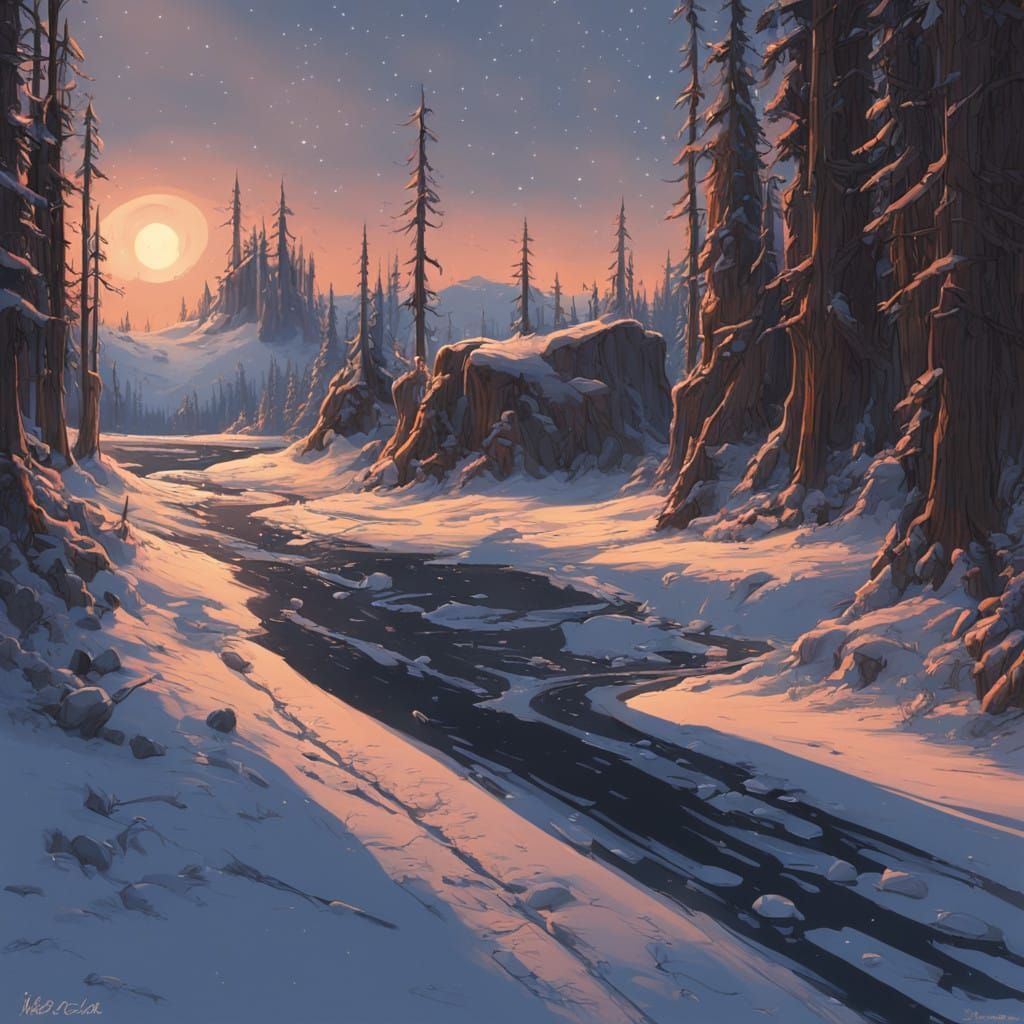 Meteorite Descends on Serene Forest Landscape