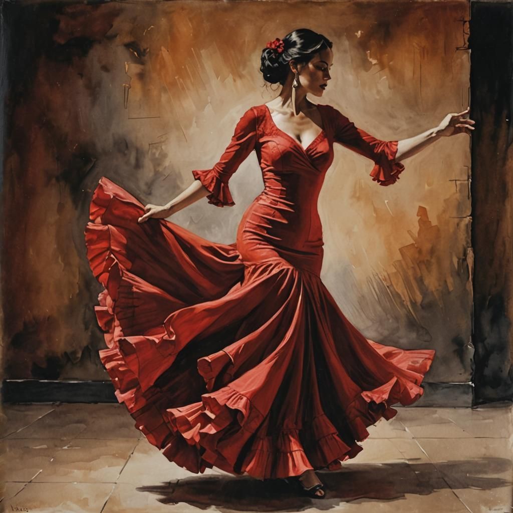 Flamenco Dancer in Red Dress