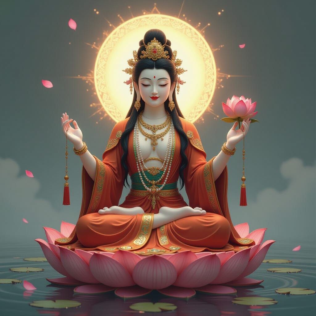 Kuansei Yin Buddha with Lotus Seat