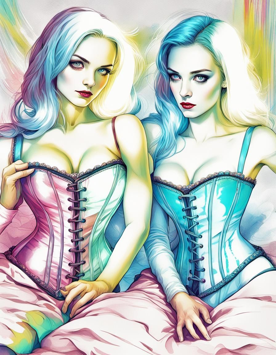 Psychedelic Sci-Fi Twins in Pop Art Style