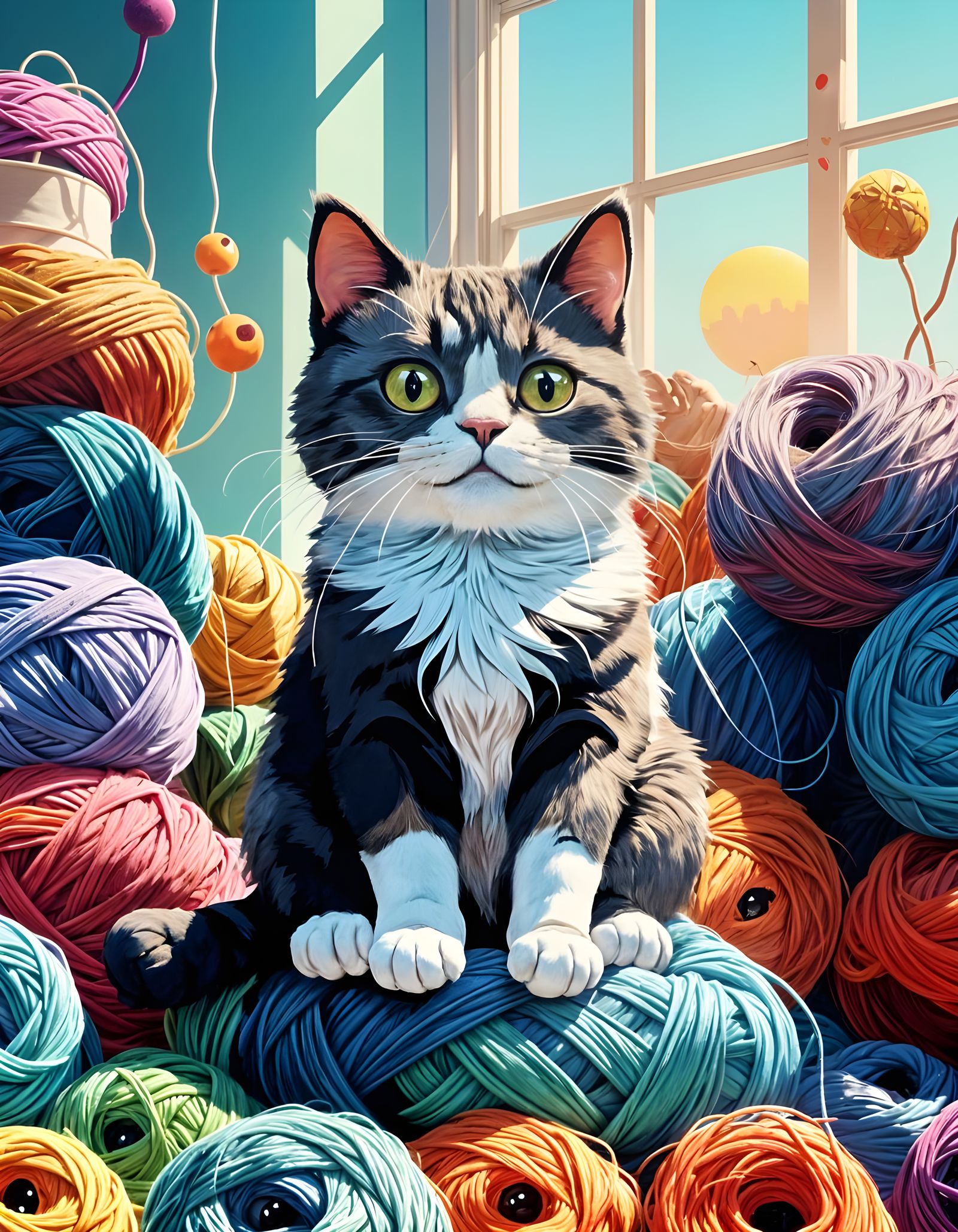 Whimsical Cartoon Cat Shirt Design