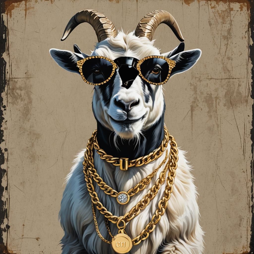 Cool Goat Illustration in Detailed Matte Painting Style