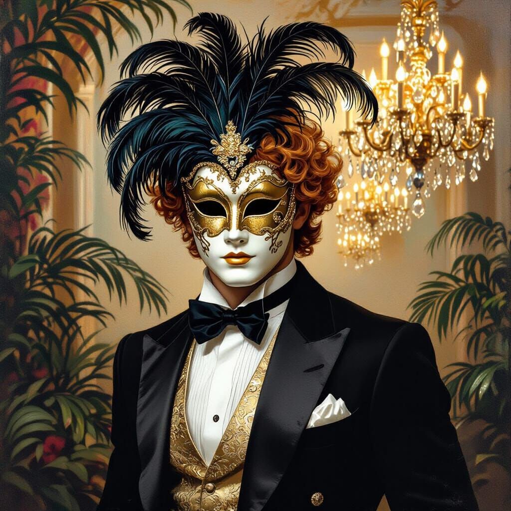 Opulent Venetian Mask at Baroque Masquerade Ball