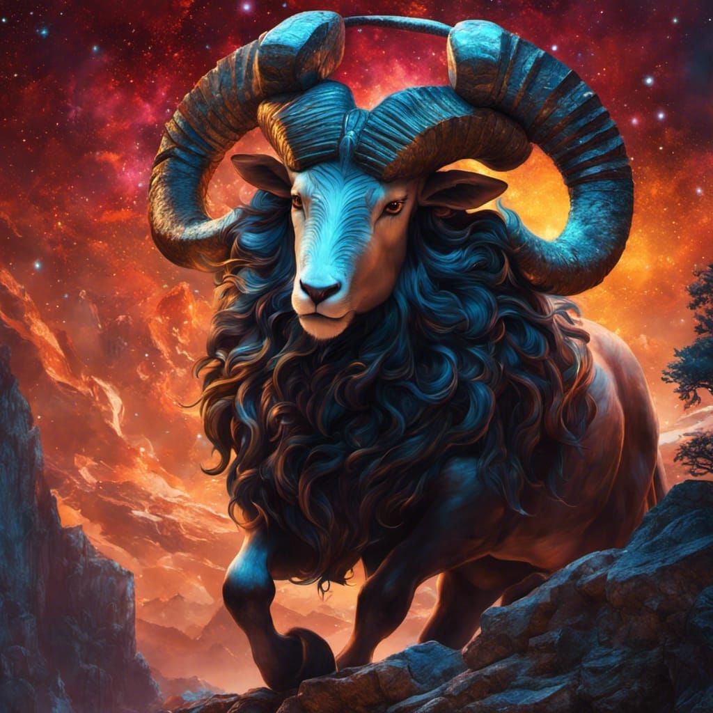 Vibrant Capricorn Zodiac Sign in Hyperrealistic Style